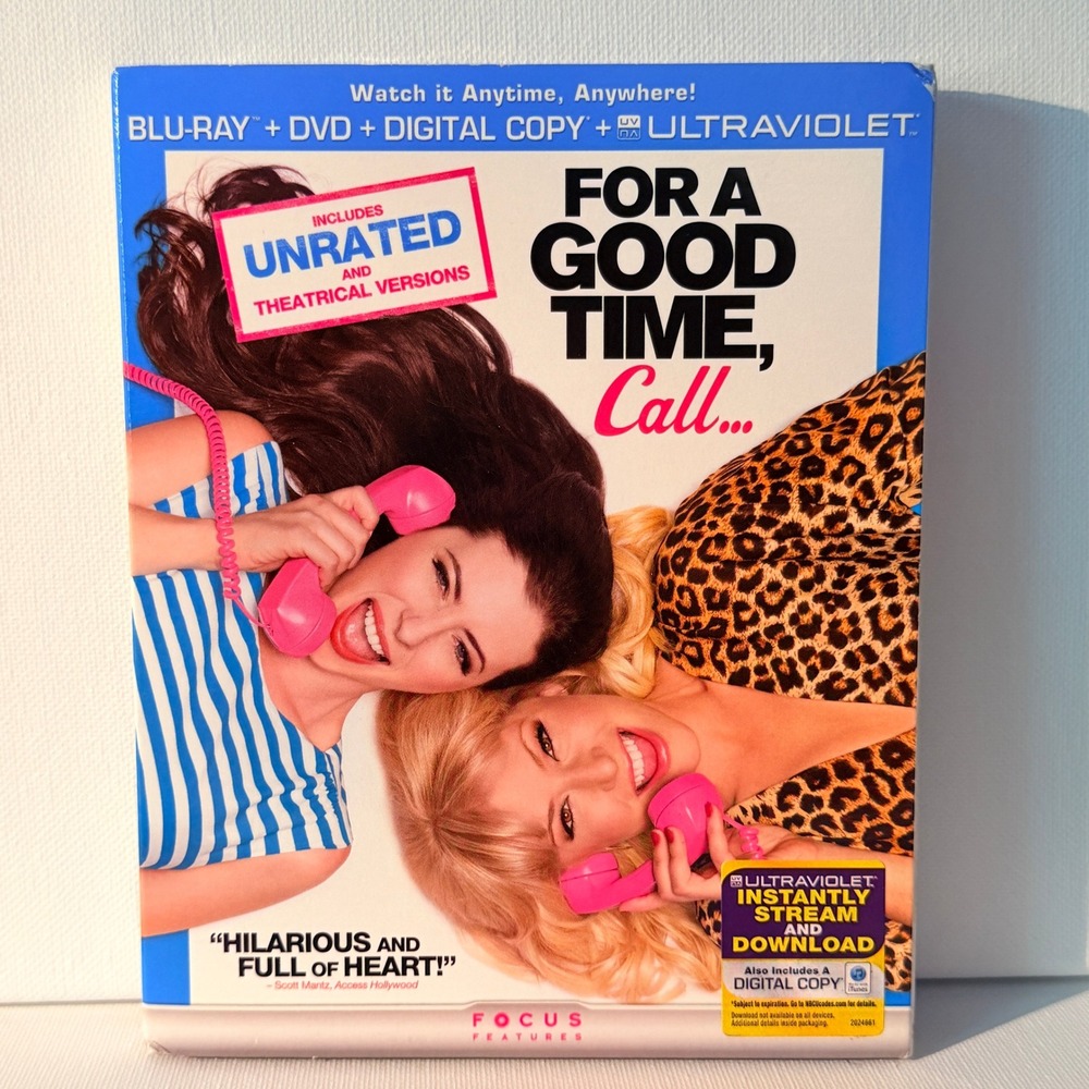 For a Good Time Call Blu-ray DVD Unrated Theatrical Comedy Movie Slipcover NEW